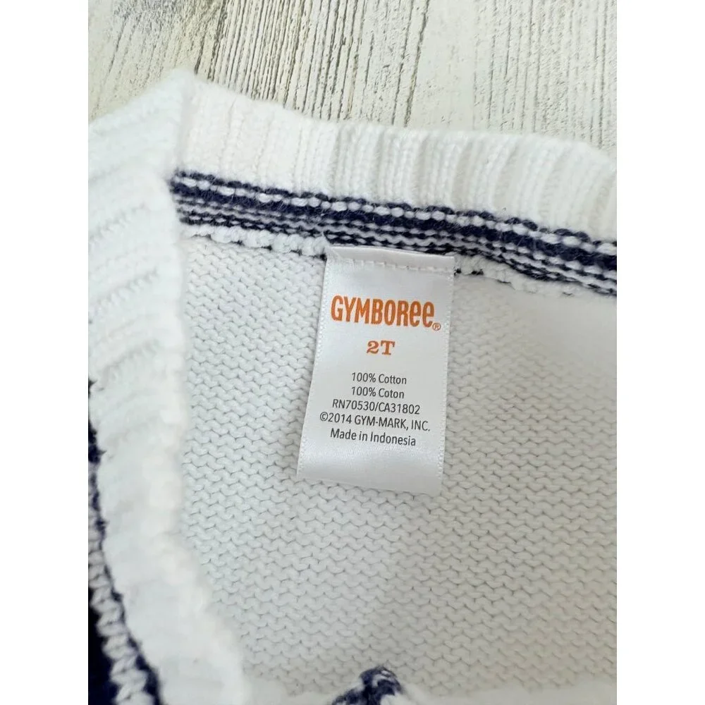 Gymboree Boys Sz 2T White Cable Knit Sweater Vest